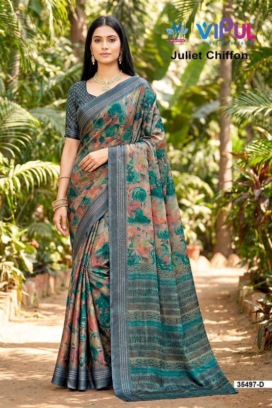 Vipul 35497 juliet chiffon Saree wholesale market in Mumbai
